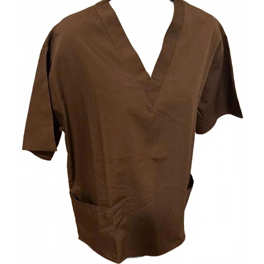 NATURAL‎ UNIFORMS WOMENS SCRUB TOP EXTRA SMALL BROWN NEW